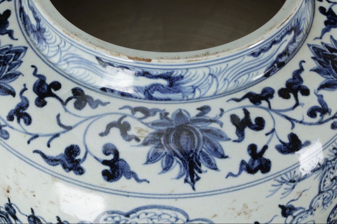 中国古玩 青花 染付 人物騎馬図 大壺30㎝ 飾壺 唐物 時代物 古美術 骨董品