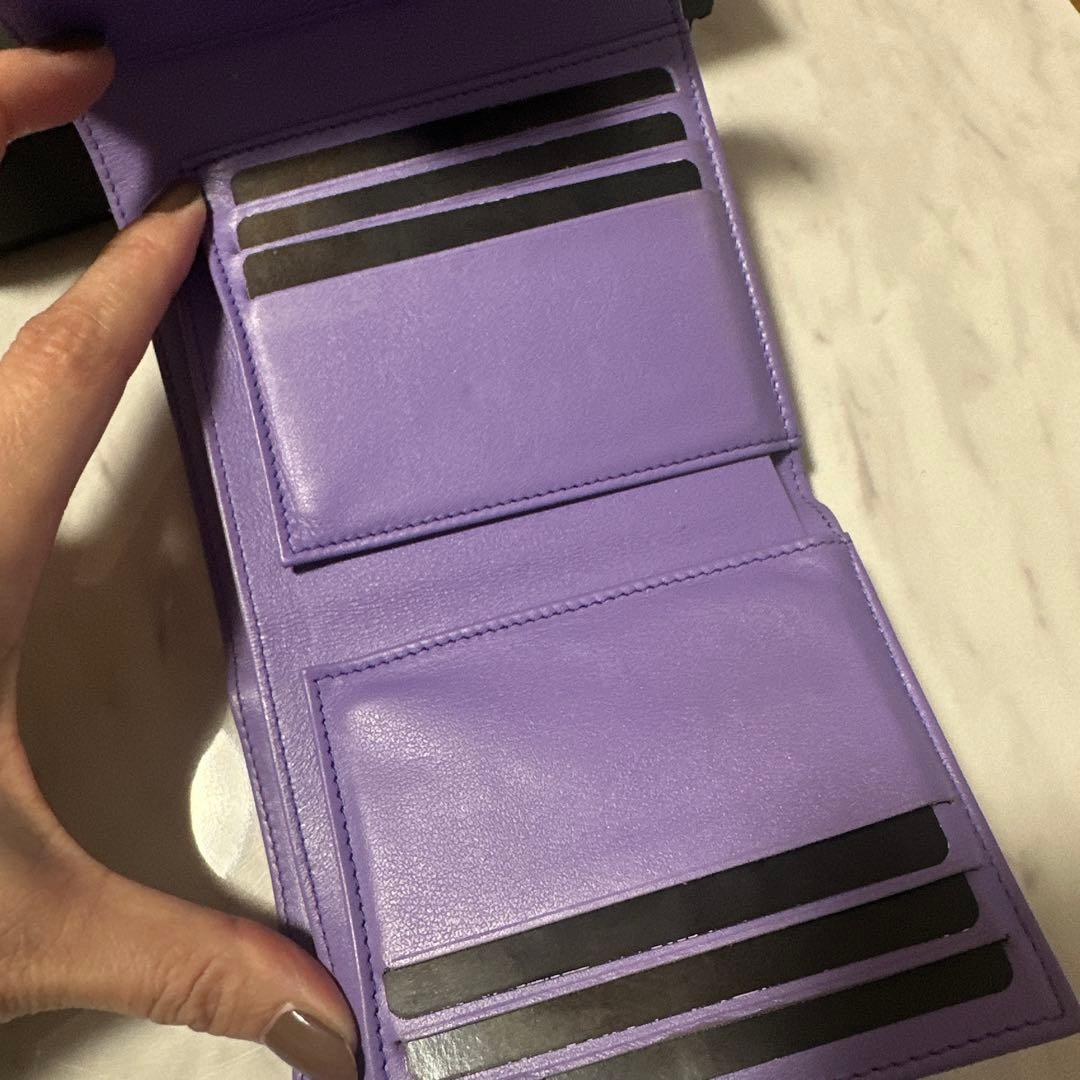 特別特価✨美品CHANEL 三つ折りキャビアスキン マトラッセ財布 パープル