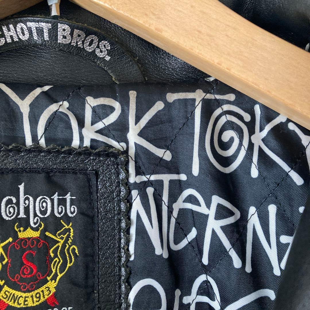 Lサイズ⭐︎schott✖️stussy シングルライダースジャケット