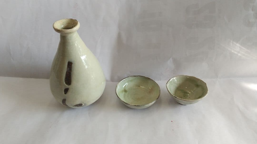 益子『高内秀剛作』青磁釉 徳利・ぐい呑・盃セット