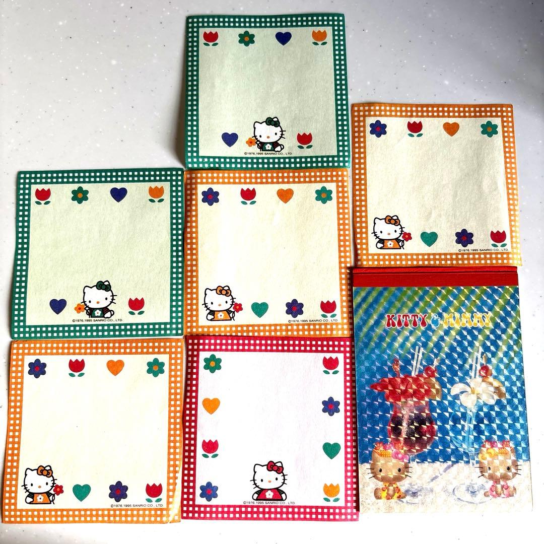 【希少】平成レトロ　日焼け　ハローキティ　ビーチ　トロピカル　メモ帳　シール