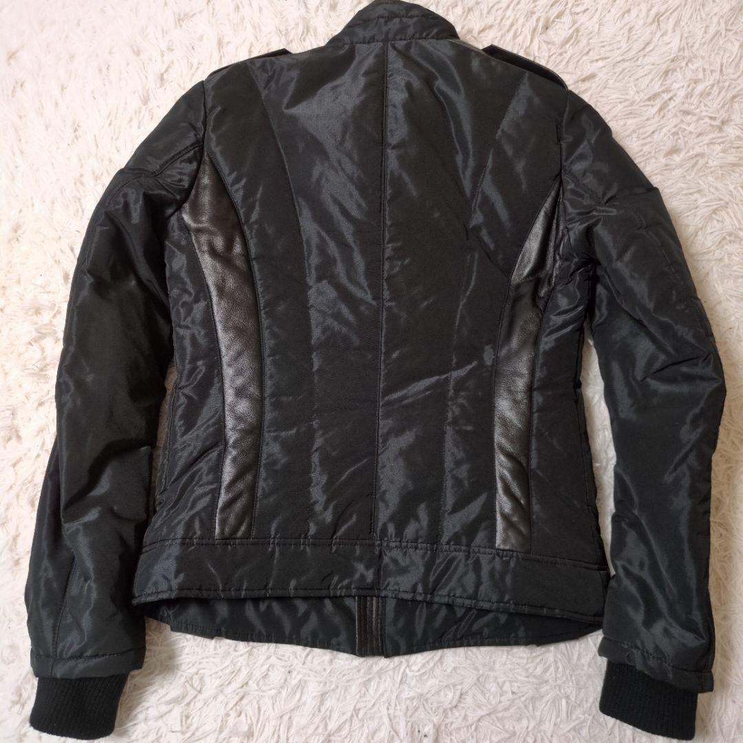 ガラアーベント　メンズ　レザーナイロン切替ライダースジャケット　細身　サイズL