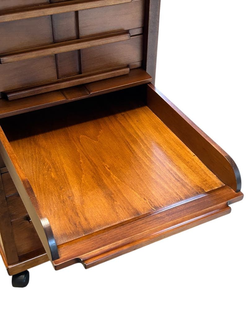 豊岡クラフト 木製書類整理ケース 7段 キャスター付 サイドデスク チェスト