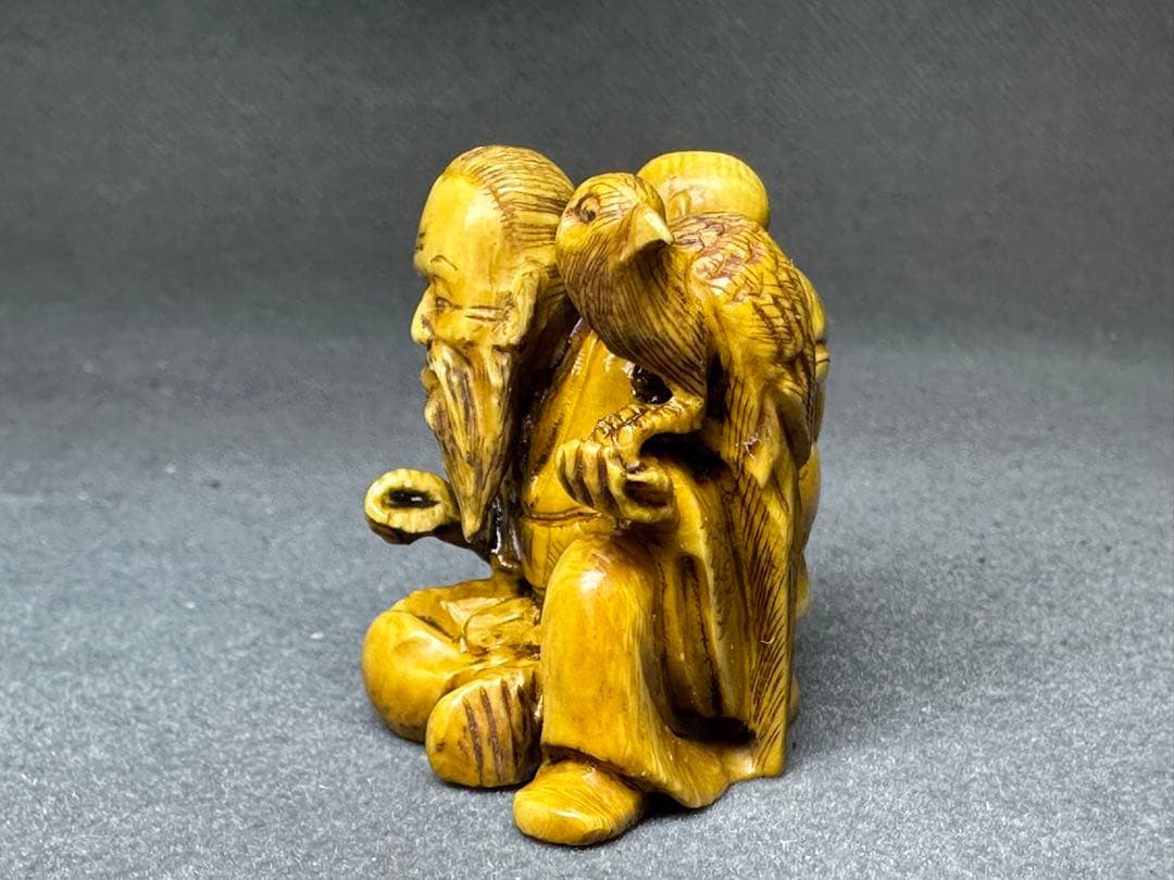 極上　江户　根付　オナガドリ　古美術品　 置物　細密細工　骨董　アンティーク