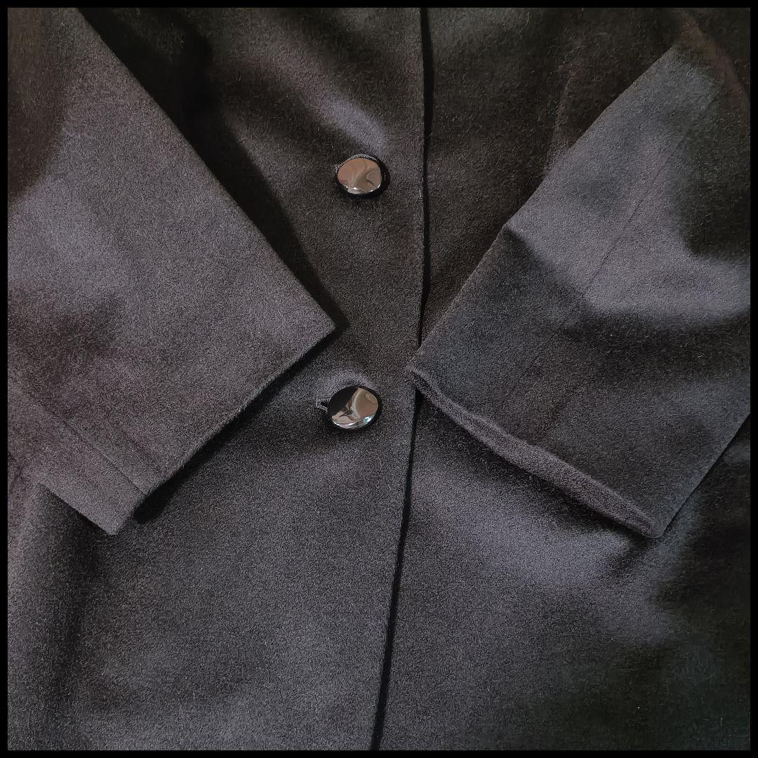 極美品 【大きいサイズ】 カシミヤ100％ チェスターコート 黒 ファー付 XL