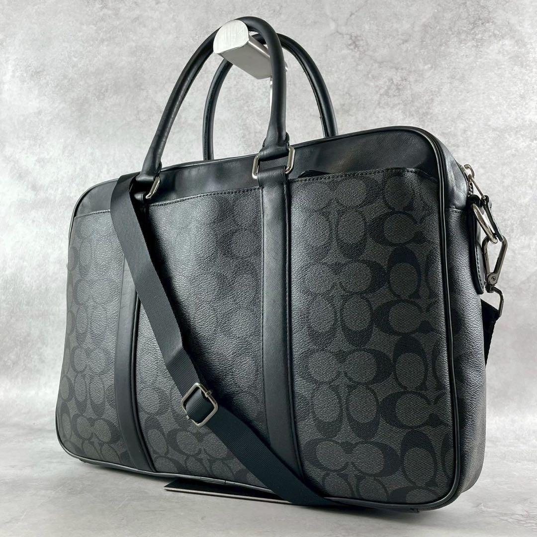 ✨美品✨コーチ　ビジネスバッグ　2way シグネチャー　クロスボディ　ブラック