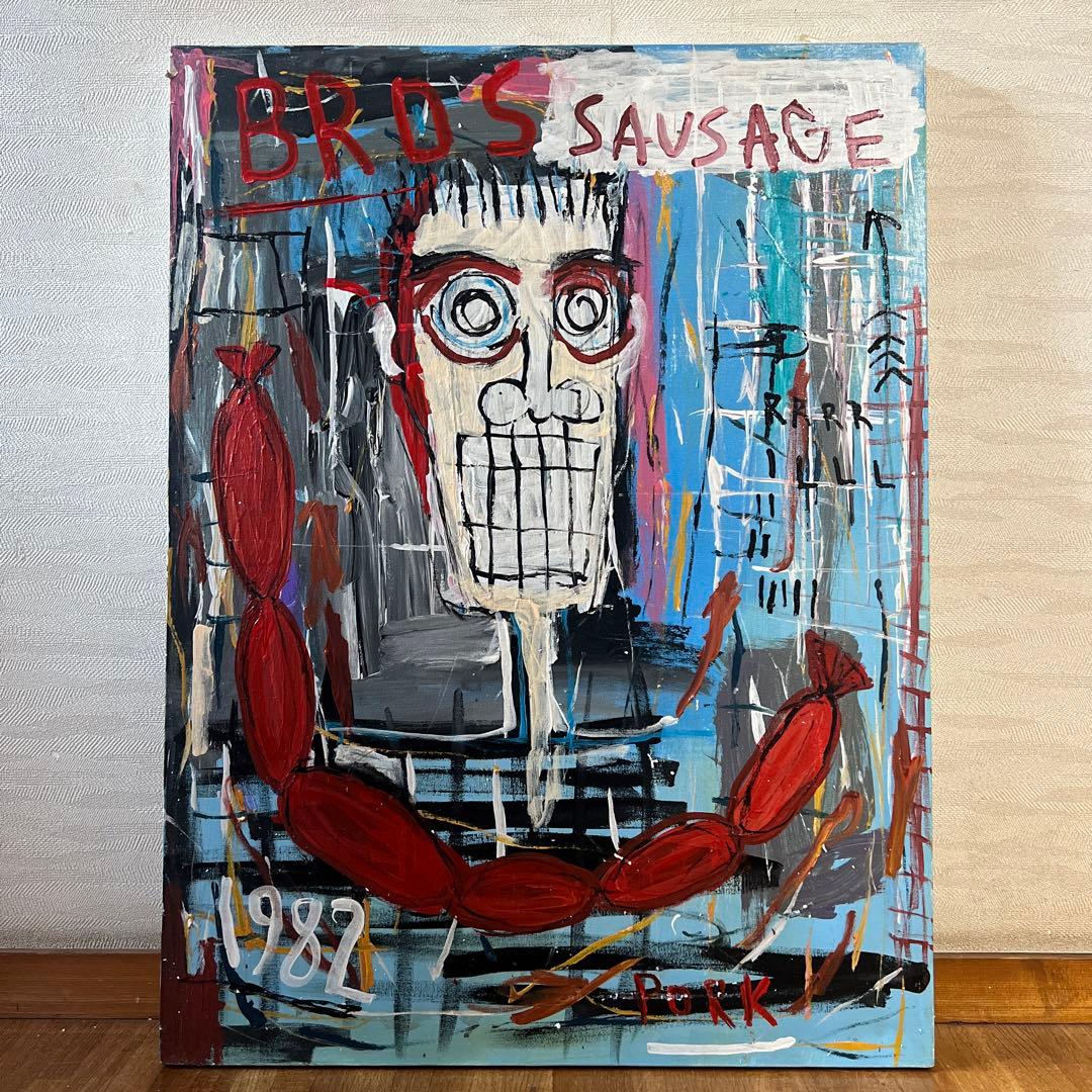 貴重　ジャン=ミシェル・バスキア 大型肉筆油彩画