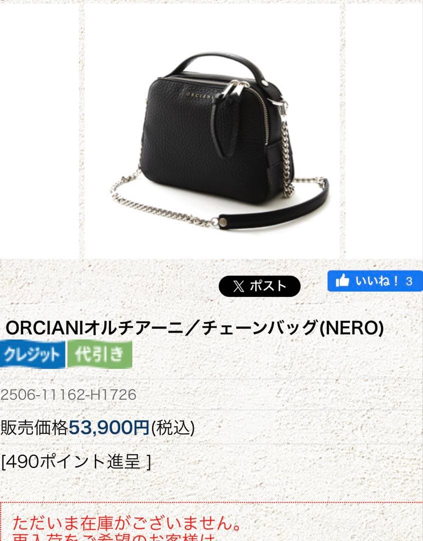 菊池京子さんORCIANIオルチアーニ⭐︎チェーンバッグ(NERO)