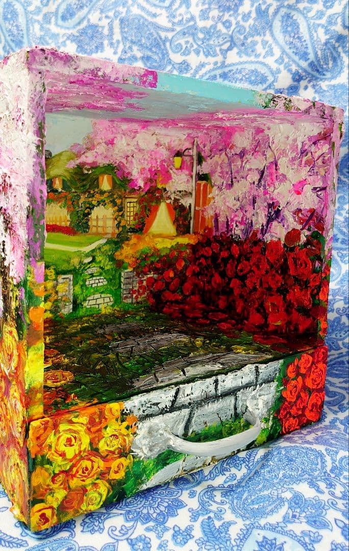 油絵 絵画 春の桜ボックス