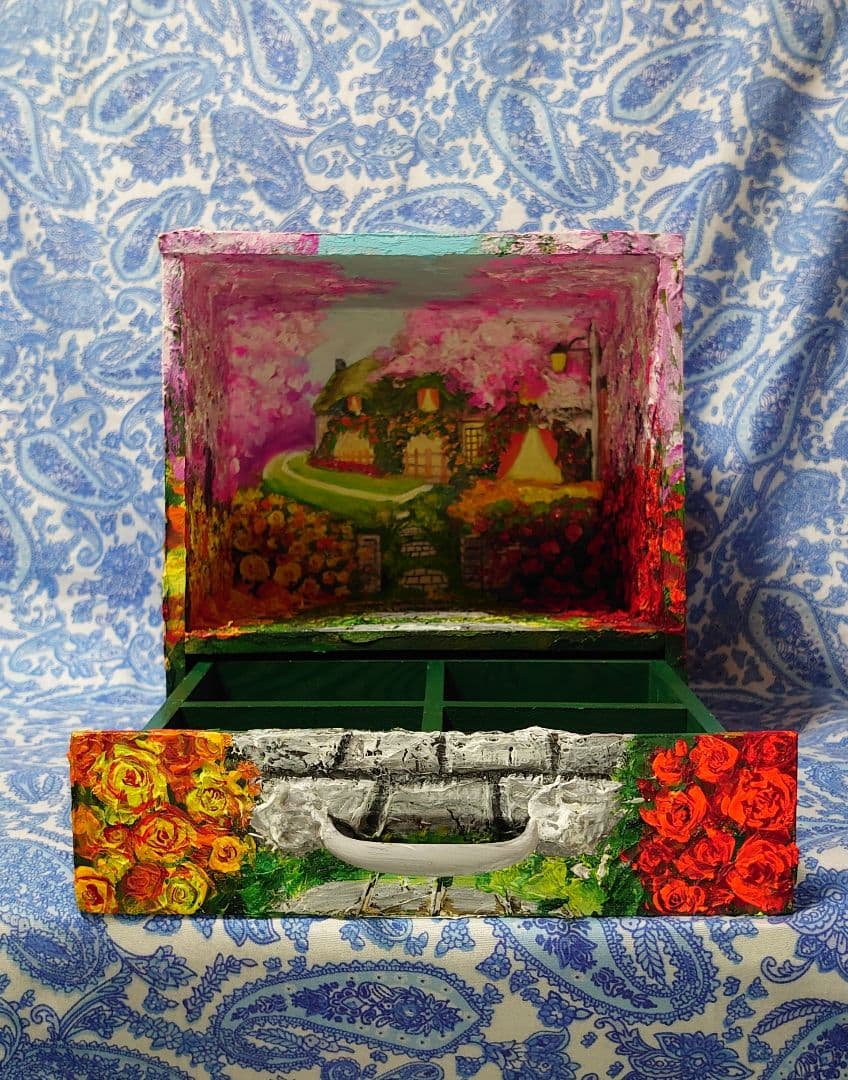 油絵 絵画 春の桜ボックス