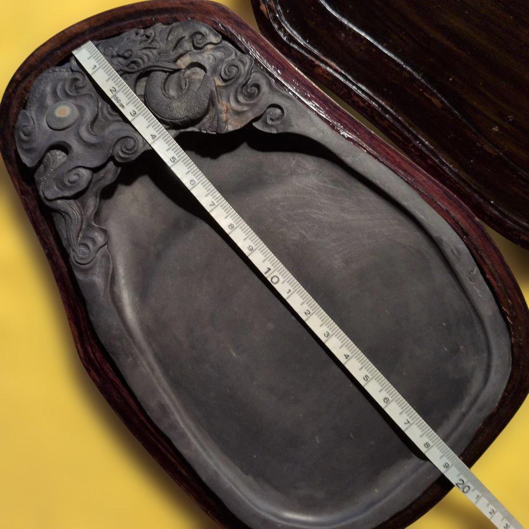 【雲龍石眼】吉祥彫刻　端渓硯 　中国美術　骨董