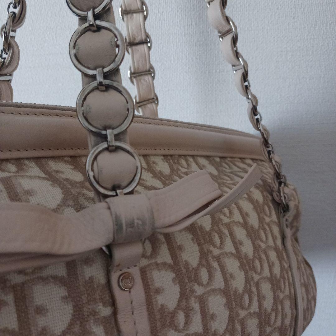 クリスチャンディオール　トロッターロマンティック　リボン　チェーンハンドバッグ