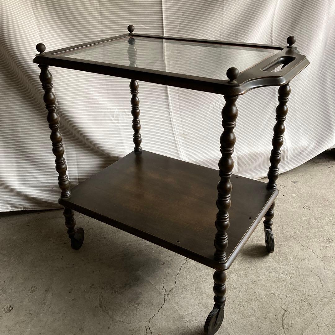 古道具　木製トロリーワゴン