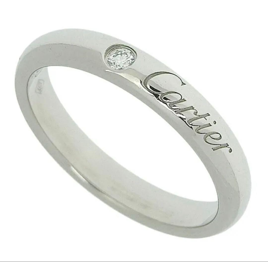 【極美品】CARTIER Cドゥカルティエ 1Pダイヤ プラチナリング 8号