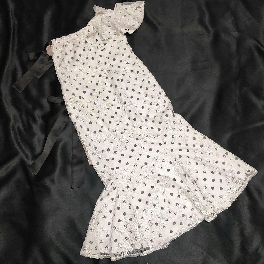 【人気商品♡】ROBE de FLEURS ドット リボンフリルワンショルドレス