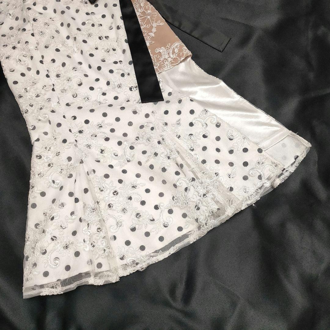 【人気商品♡】ROBE de FLEURS ドット リボンフリルワンショルドレス