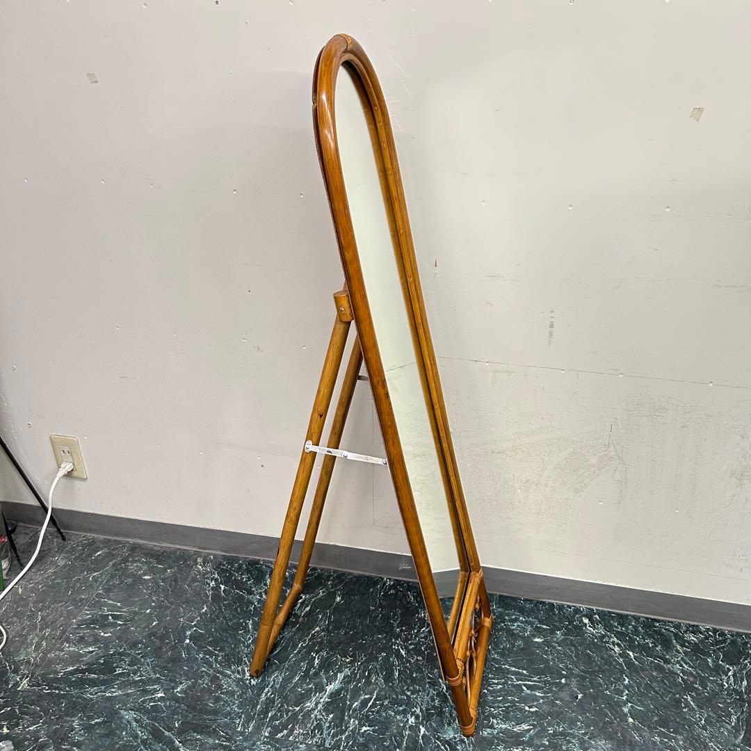 新品 レトロ ラタン 籐 カネボウ化粧品 62 ベルの会記念品 インテリアミラー