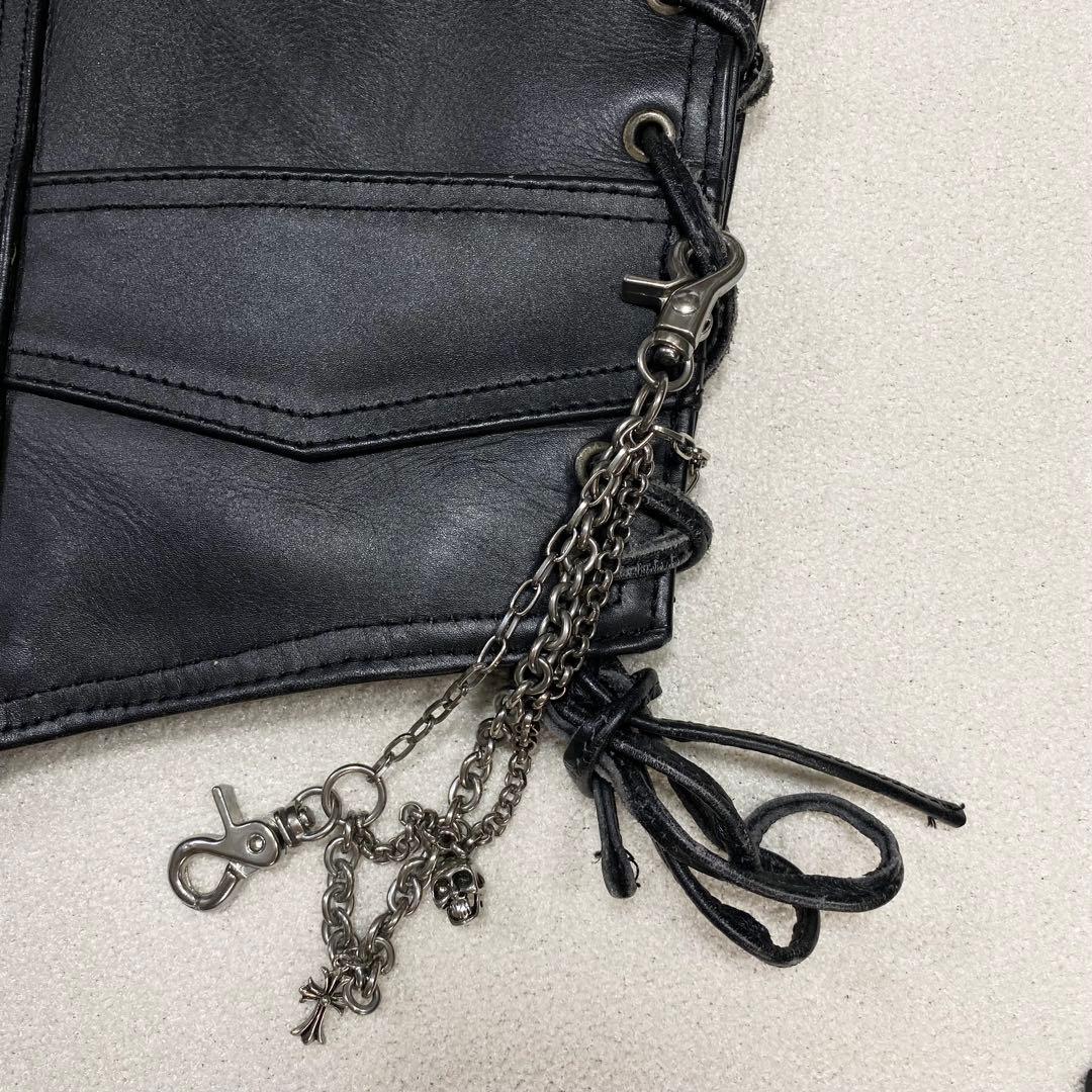 極美品✨ HEAVY レザー バイカー ベスト 42 コンチョ ブラック