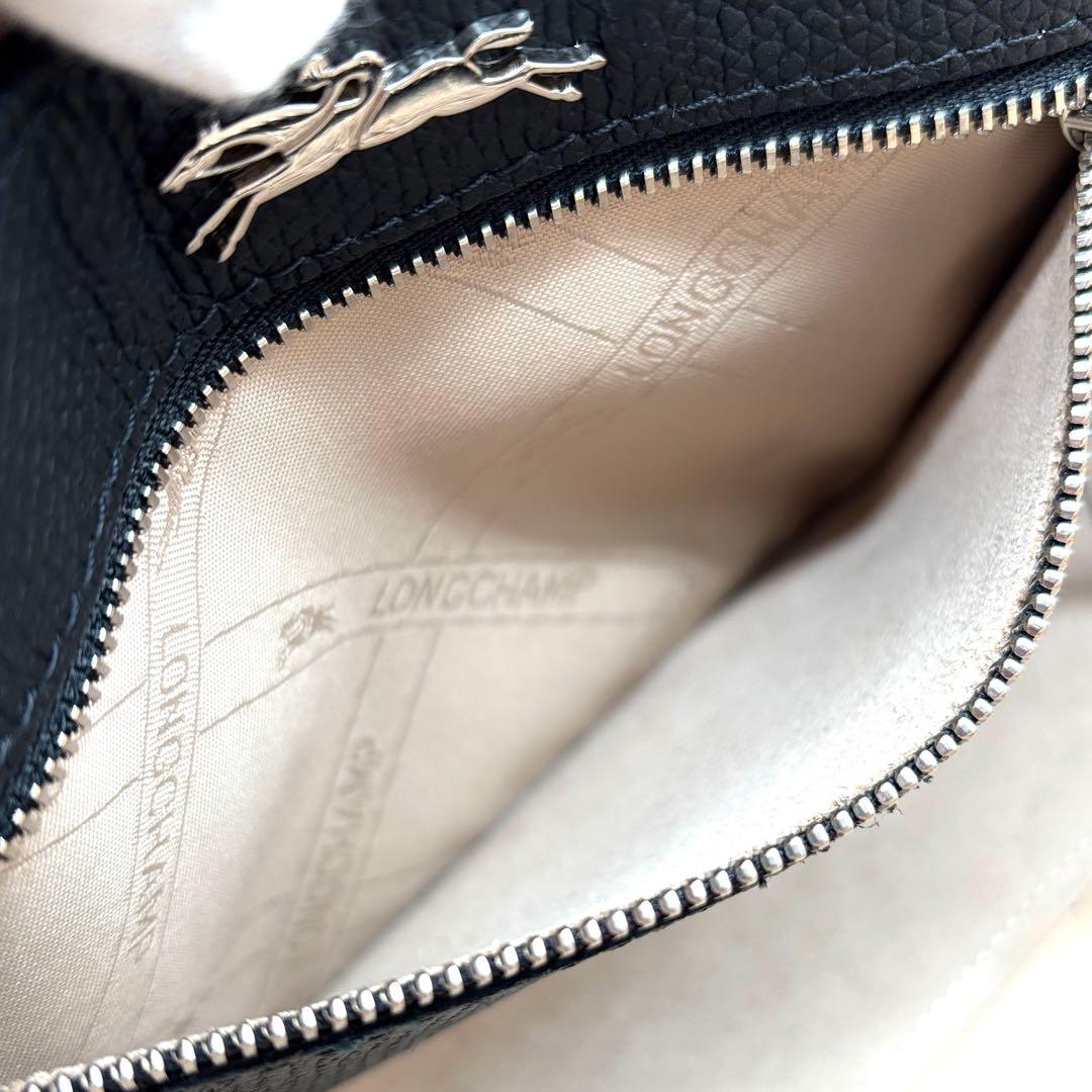 未使用級 ロンシャン ロゾS 2way ハンドバッグ ショルダー 黒 レザー