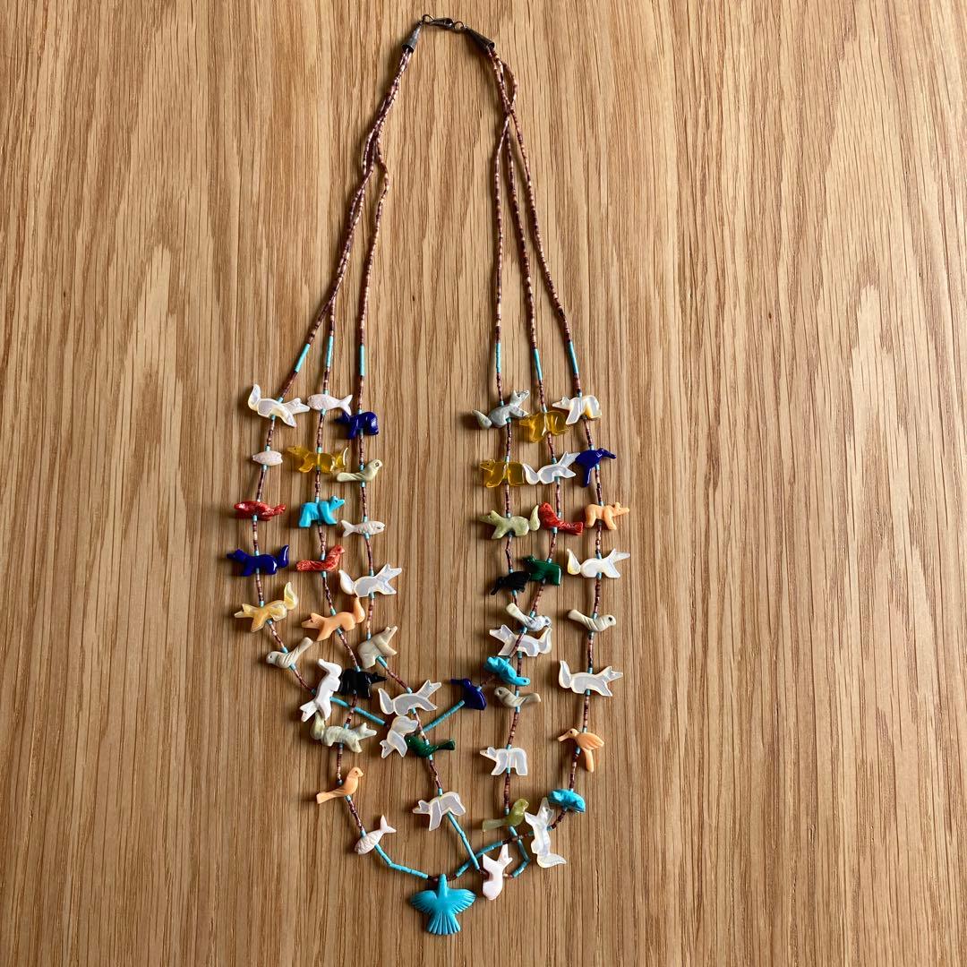 お値引き！盛夏対応【ズニ族　インデアンジュエリー】天然石動物モチーフ ネックレス