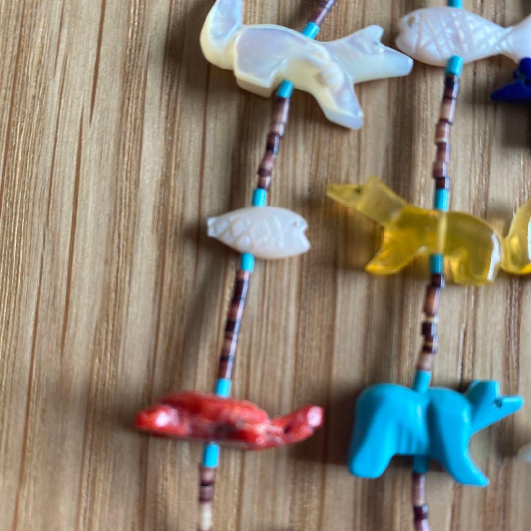 お値引き！盛夏対応【ズニ族　インデアンジュエリー】天然石動物モチーフ ネックレス