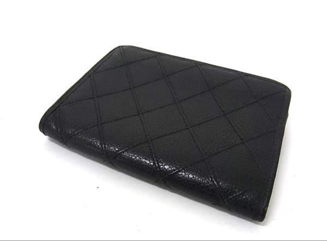 【美品】CHANEL Wホック財布　ビコローレ　キャビアスキン　黒　がま口