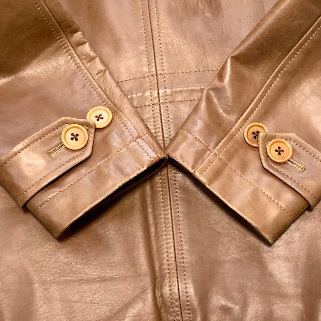 牛革カウレザー /ポールスミス キルティング レザージャケット キャメル