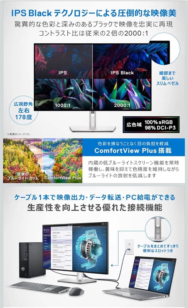 Dell U3223QE 31.5インチ 4K ハブモニター