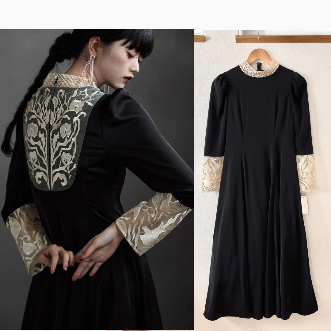 【M size】etoll. バック刺繍フレアドレス