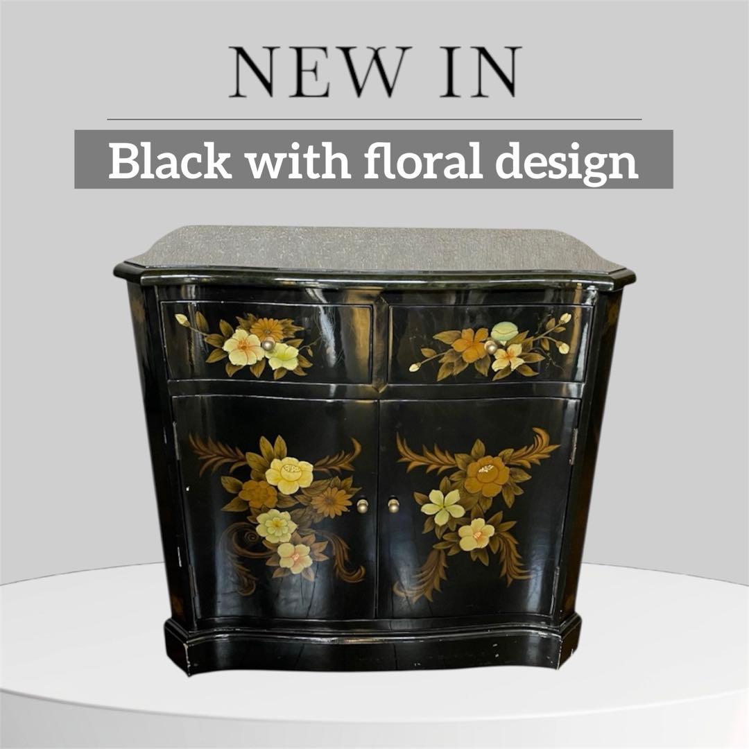 【ヴィンテージ・キャビネット】45X81X77 花柄の装飾箪笥　アジアン家具