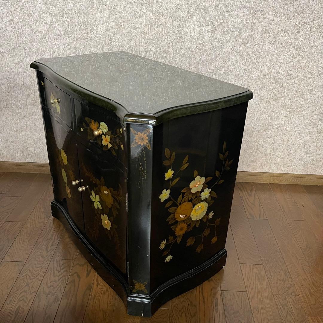 【ヴィンテージ・キャビネット】45X81X77 花柄の装飾箪笥　アジアン家具