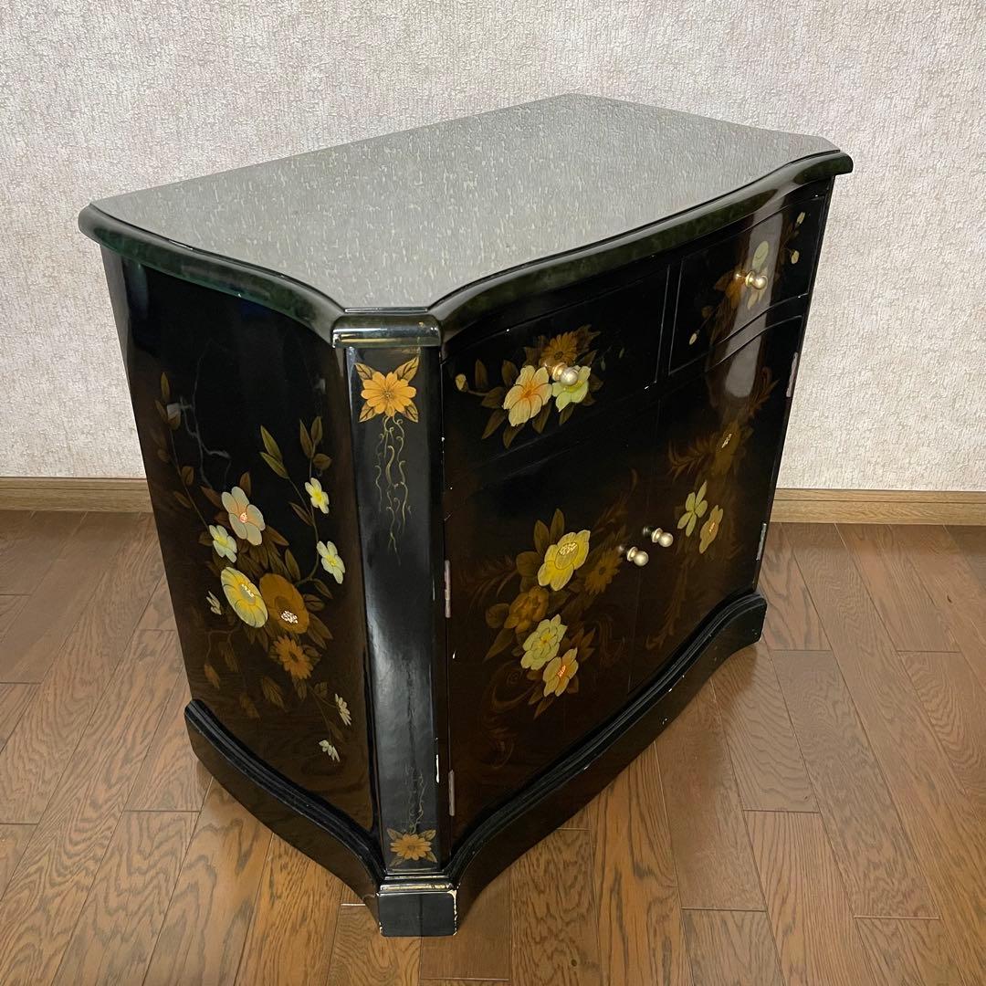【ヴィンテージ・キャビネット】45X81X77 花柄の装飾箪笥　アジアン家具