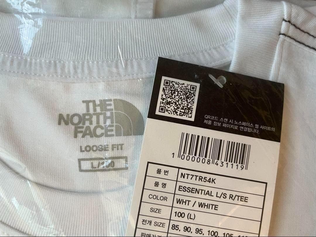 【韓国限定】ノースフェイス ESSENTIAL L/S R/TEE Lサイズ長袖