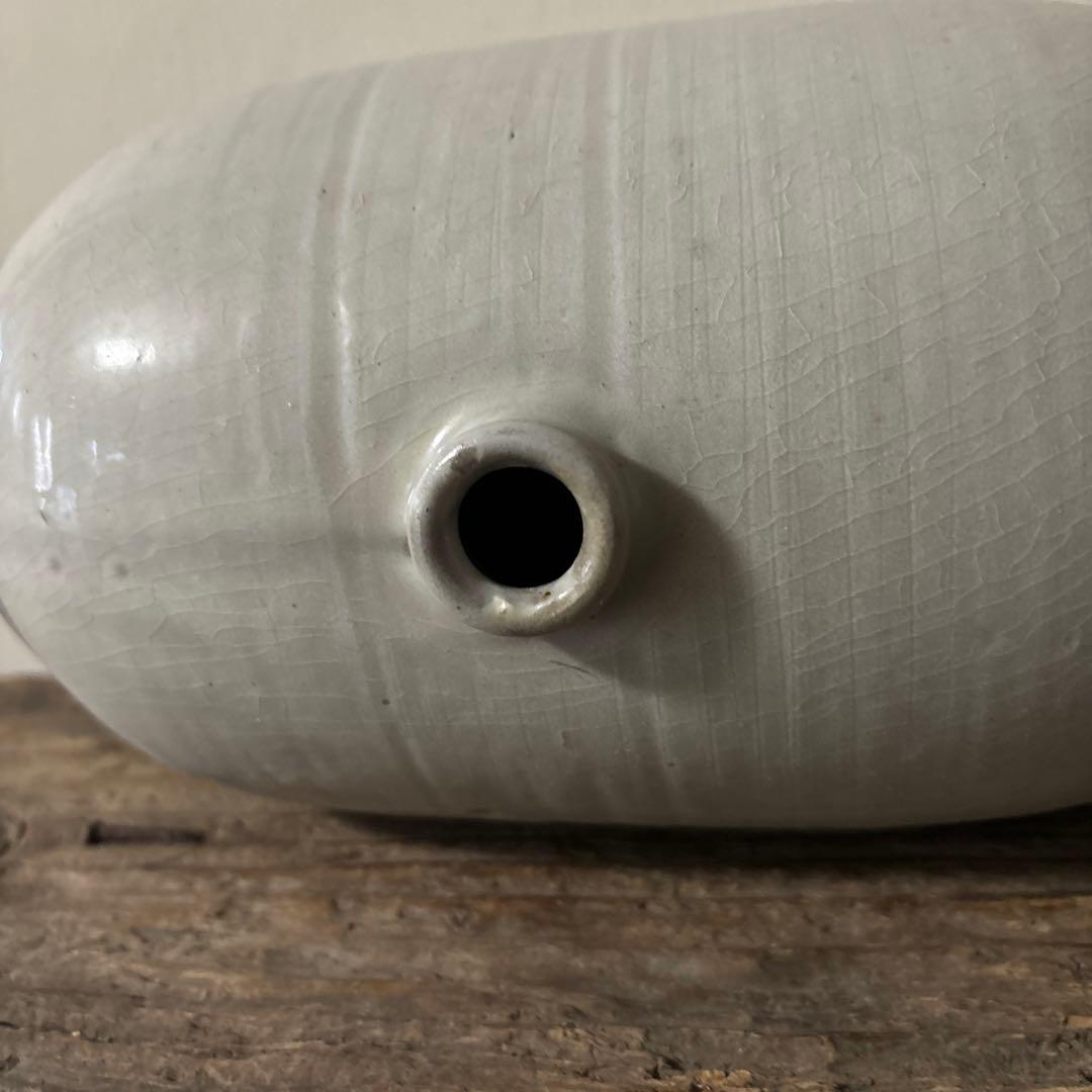 平清水焼　灰白釉掛　古民藝　古道具　アンティーク　花器　骨董　古陶磁　検:李朝