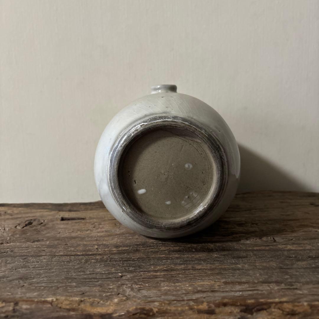 平清水焼　灰白釉掛　古民藝　古道具　アンティーク　花器　骨董　古陶磁　検:李朝