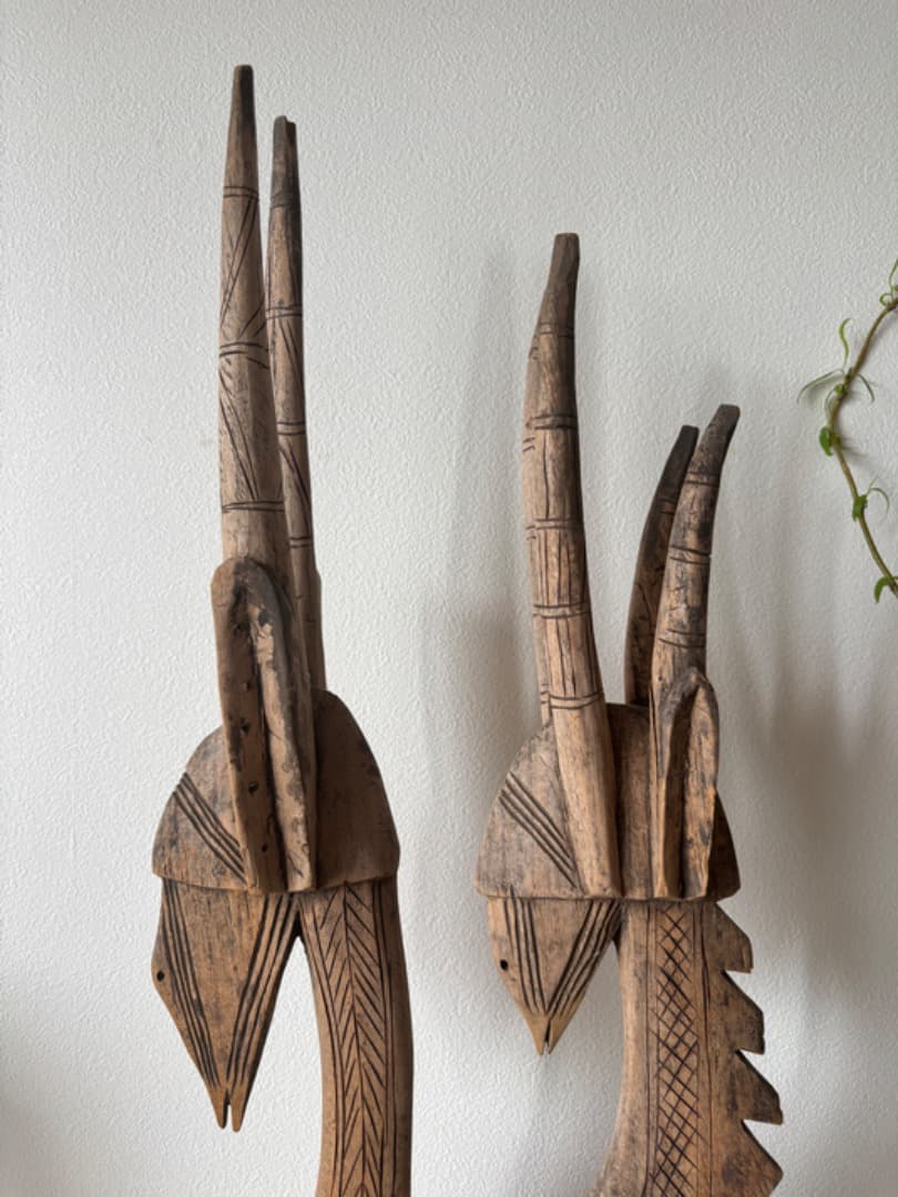 【ドゴン族 双頭像】アフリカ 木彫 彫刻 豊穣と調和 インテリアアート