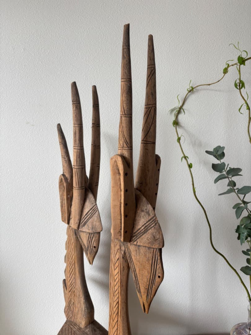 【ドゴン族 双頭像】アフリカ 木彫 彫刻 豊穣と調和 インテリアアート