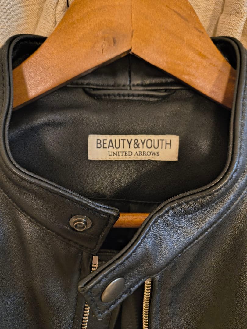 【美品】ブラック シングルライダースジャケット M シープレザー