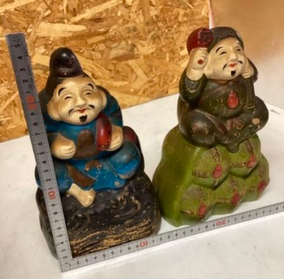 えびす弁天愚 置物 工芸品 開運 縁起物（O96）