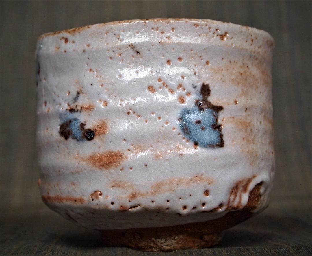 未使用★辻村塊【師＆父：辻村史朗】★志野茶碗★共箱・共布