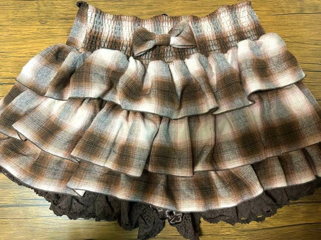 LIZLISA ブラウンチェックフリルキュロット