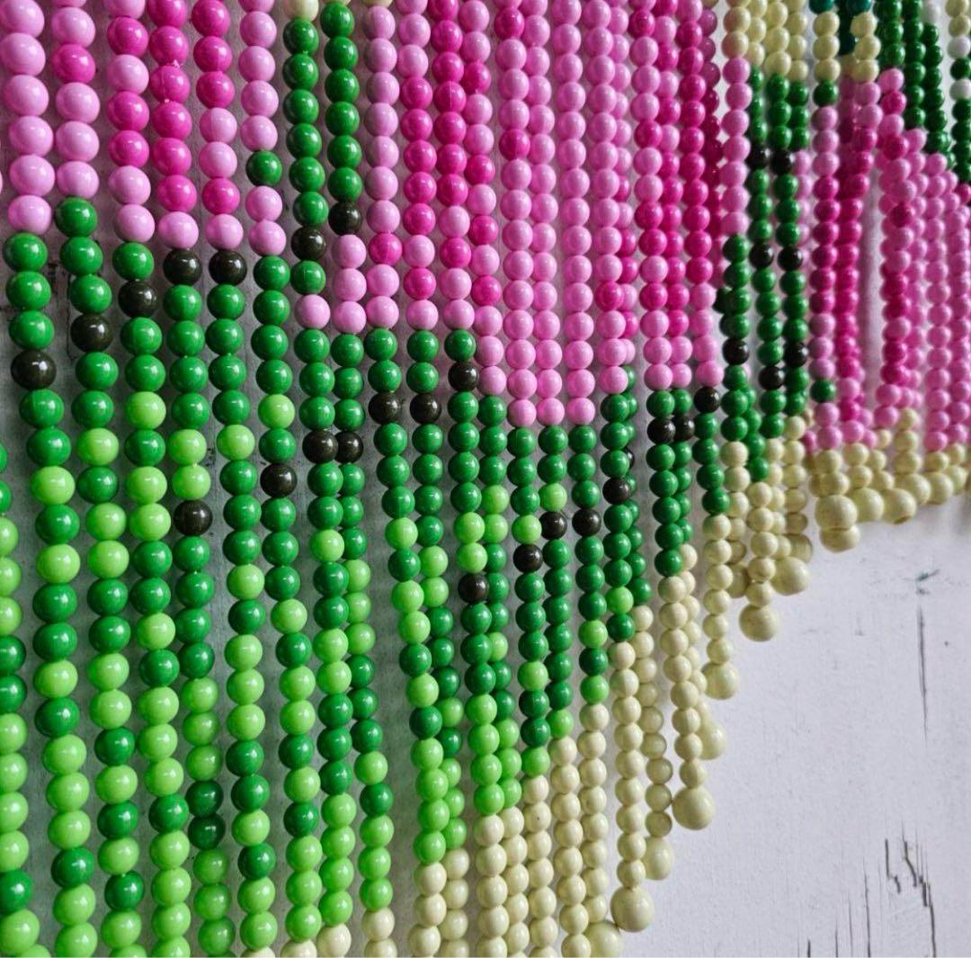 カーテン 昭和レトロ ビーズ 暖簾 スキルスクリーン すずらん