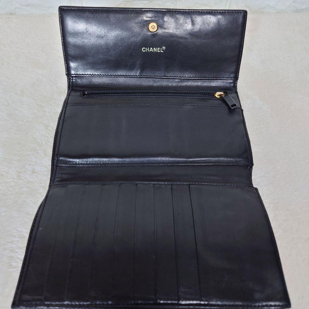 【希少】CHANEL シャネル チョコバー 三つ折り長財布 ブラック