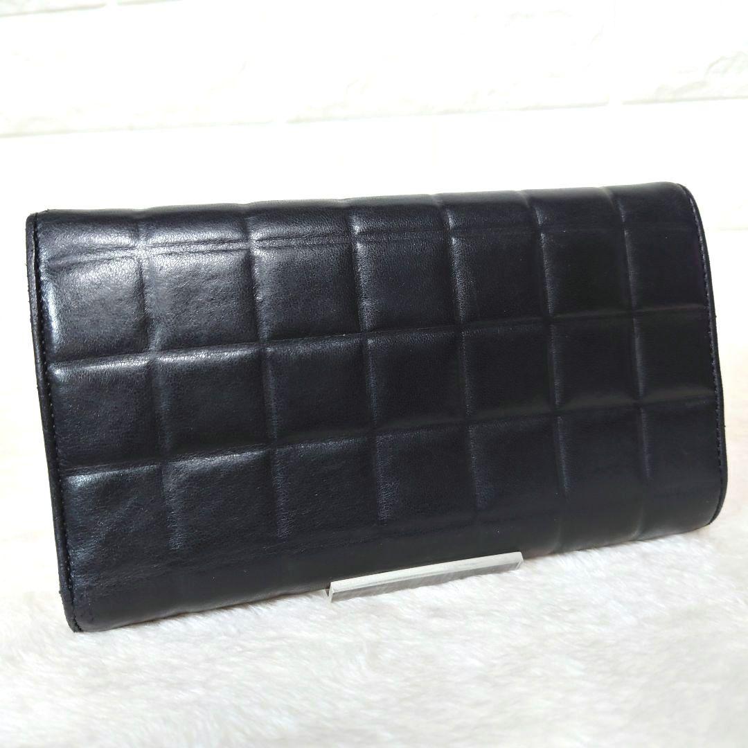 【希少】CHANEL シャネル チョコバー 三つ折り長財布 ブラック