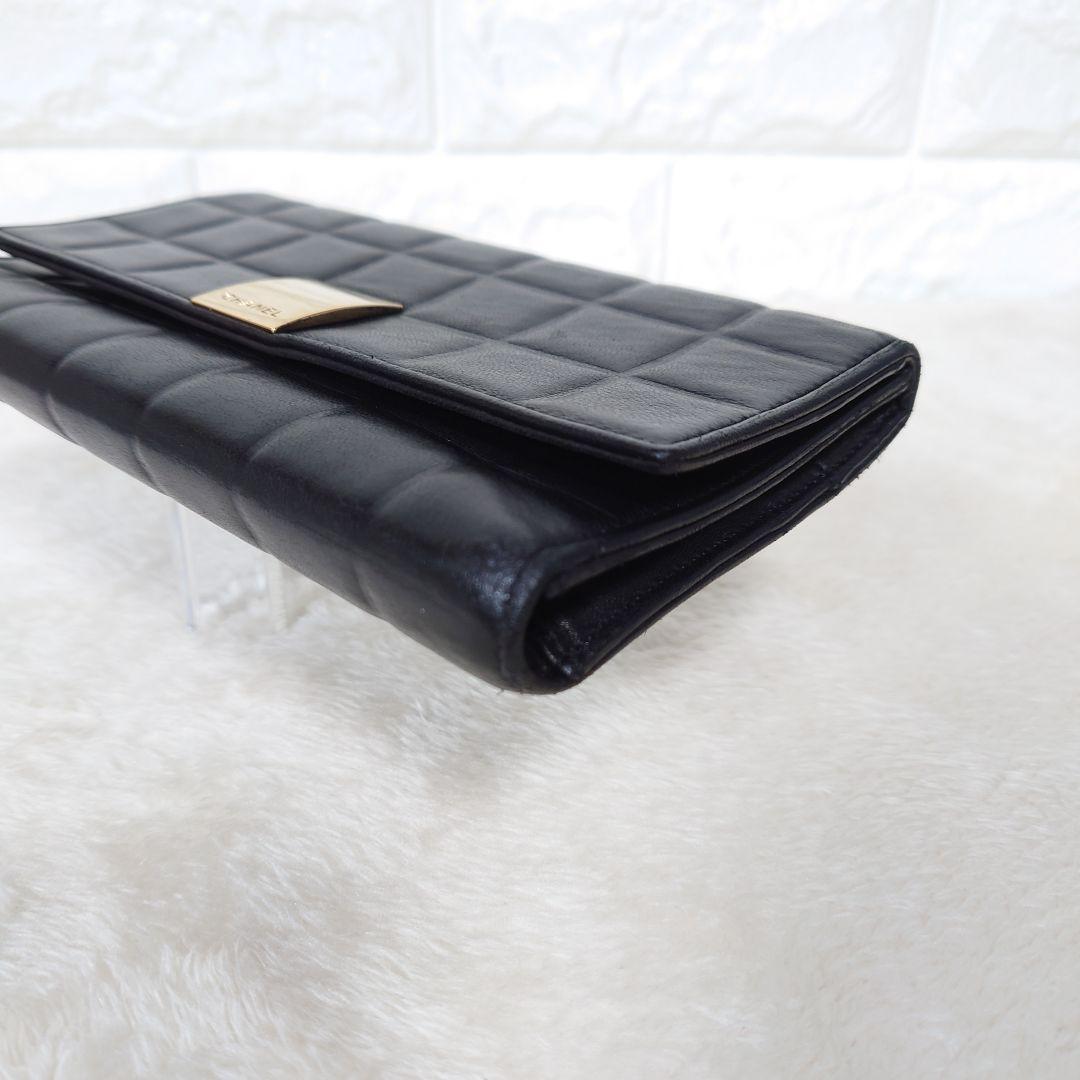 【希少】CHANEL シャネル チョコバー 三つ折り長財布 ブラック