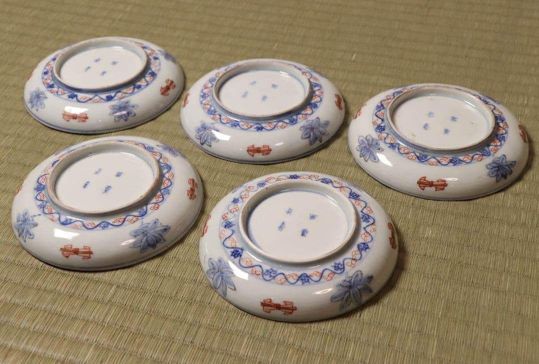 専用品【CM13】冨貴長春 古伊万里 金彩色絵 小皿 15枚 12.4cm 龍