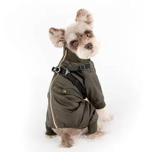 PUPPIA ハーネス一体型 背中開き 防寒 ジャンプスーツ 裏地フリースM