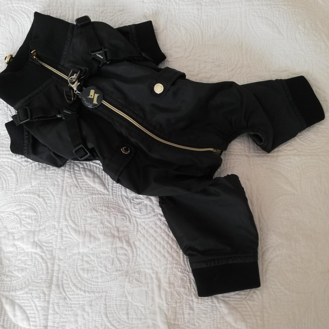 PUPPIA ハーネス一体型 背中開き 防寒 ジャンプスーツ 裏地フリースM