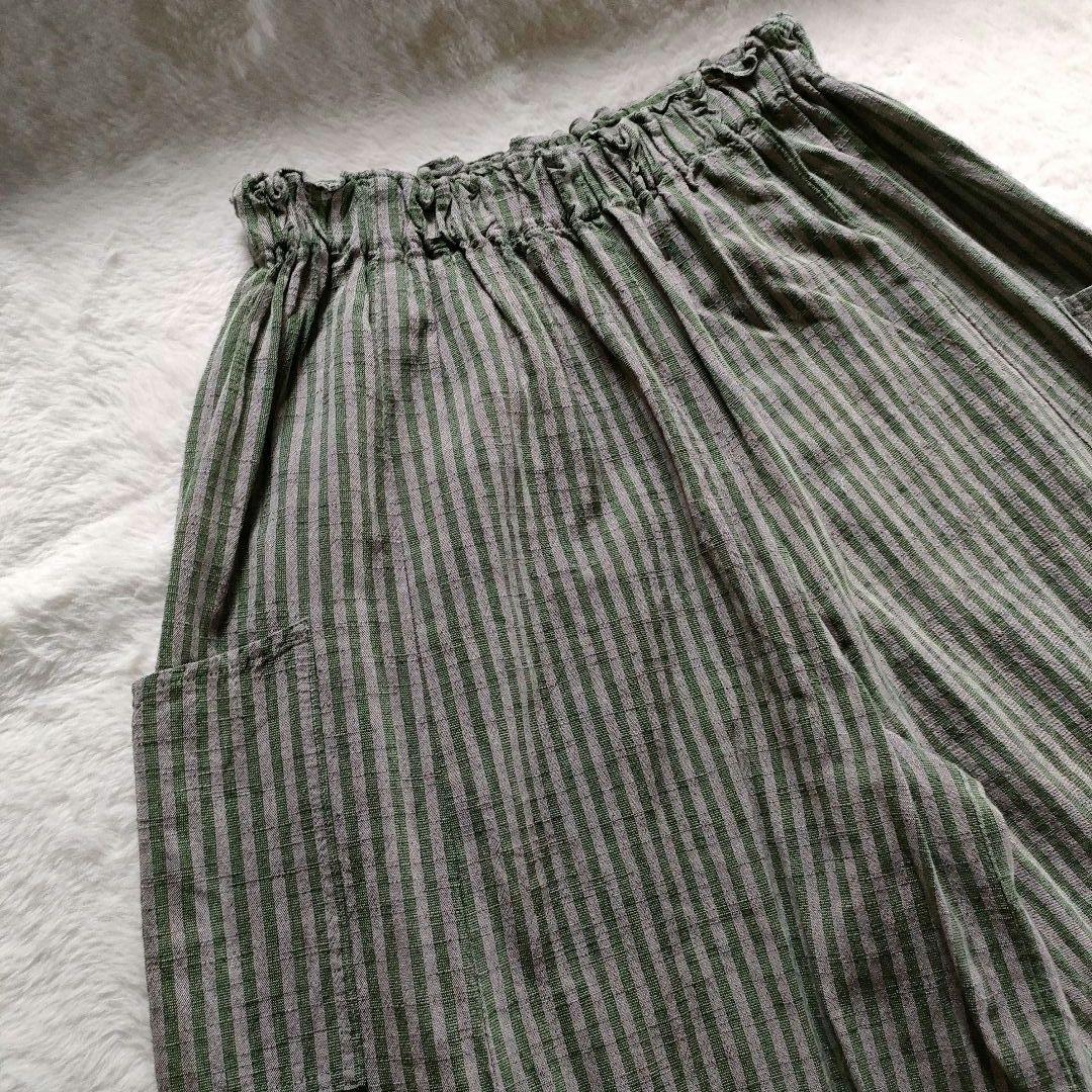 【✨極美品✨】ヤンマ産業◎会津木綿YAMMAキュロット ガウチョパンツ　棒縞