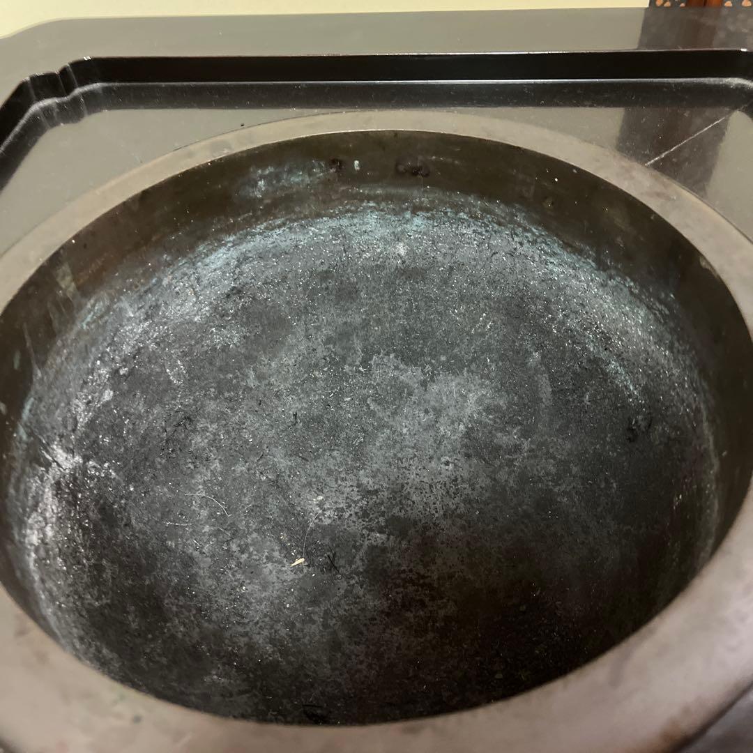 黒い木製火鉢用穴付き　江戸火鉢　2個セット